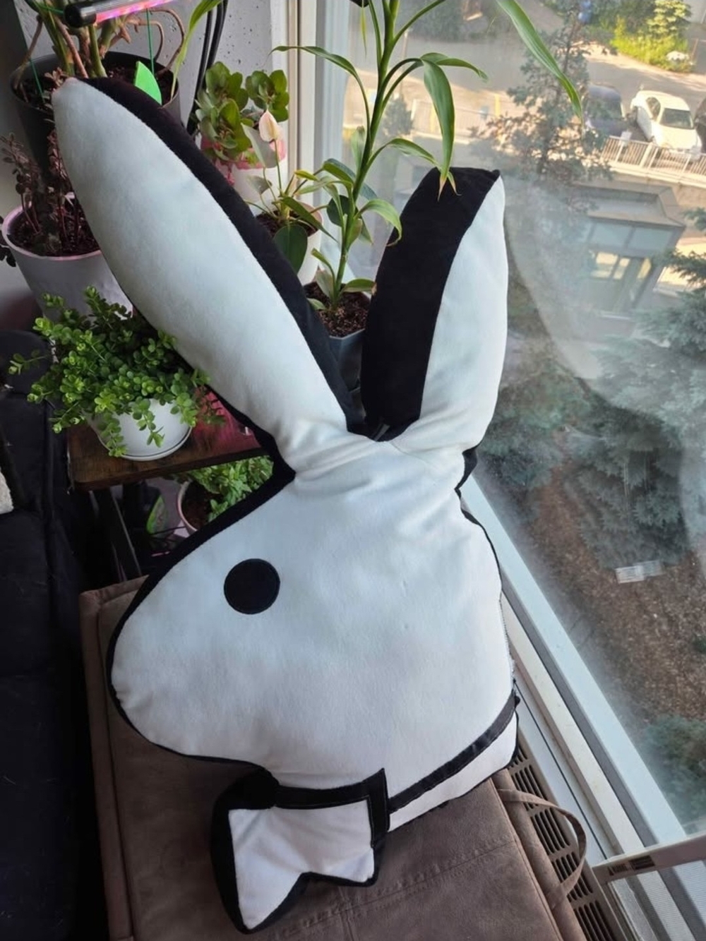 PLAYBOY White and Black Bunny Pillow Accent